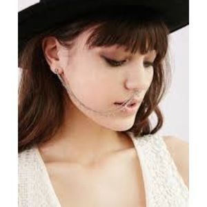Edgy Nose to Faux Septum Ring Chain Earring